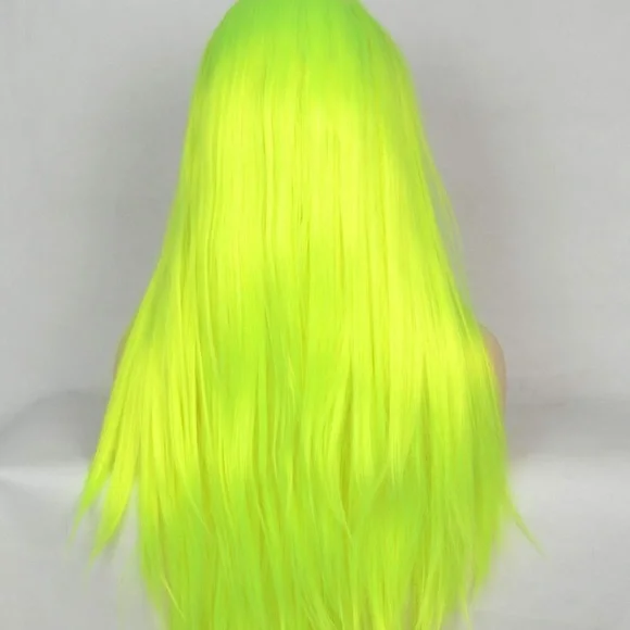 ?26” LIME NEON GREEN STRAIGHT LACE FRONT WIG?NWT display picture 3